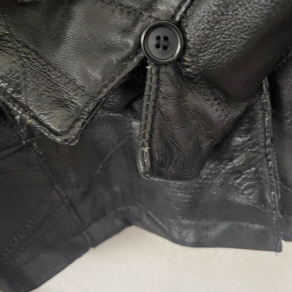 Vintage Jacket Size 2X Plus Patchwork Black Leather Y2K 90s Grunge Hippie - Picture 3 of 16